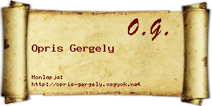 Opris Gergely névjegykártya